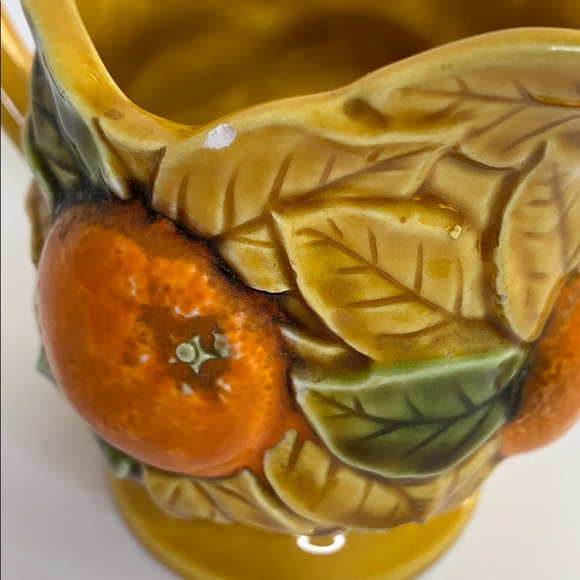 D Exclusive | Burnt Orange Floral & Fruit Painted Ceramic Mug | Vintage Pour Cup - Picture 8 of 9